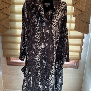 Signature by Robbie Bee Black and Gray Patterned Stretchy Dress 3X with pockets